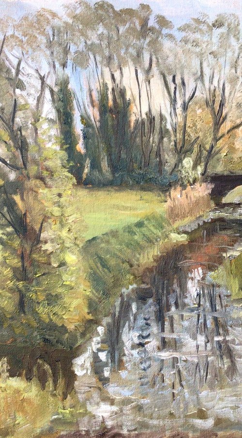 River Wantsum near Sarre Kent An original oil painting on canvas board. by Julian Lovegrove Art