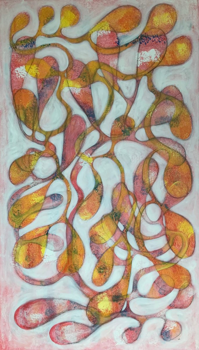 Abstract Acrylic Painting By Maarit Korhonen, 36 X 63", D Major, Original Artwork