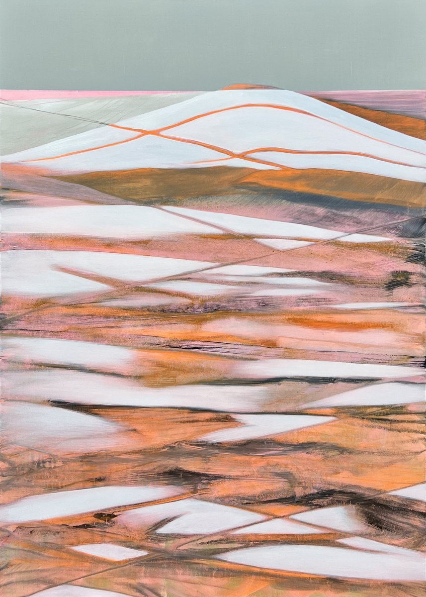 Organic Landscape Acrylic Painting By Katrin Roth, 39 X 55", Connection, Original Artwork