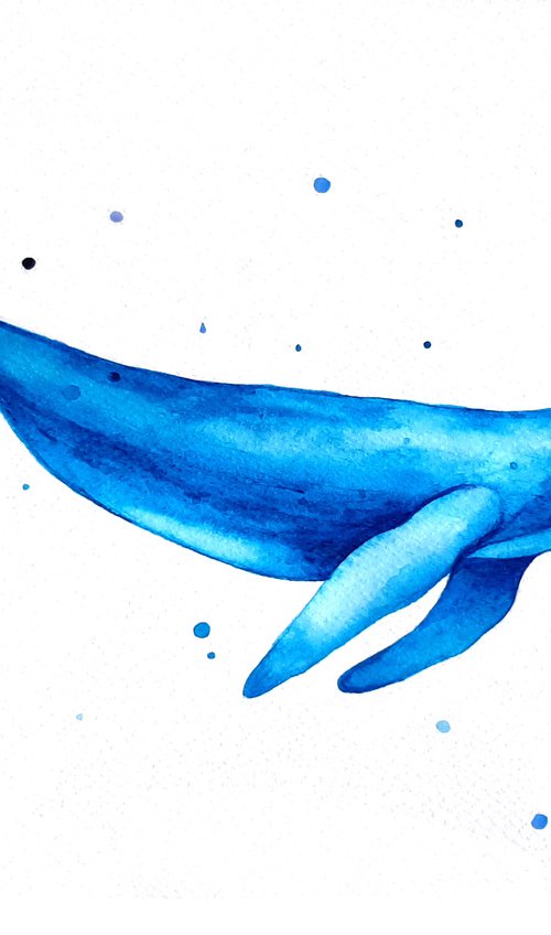 Whale, watercolor painting by Luba Ostroushko