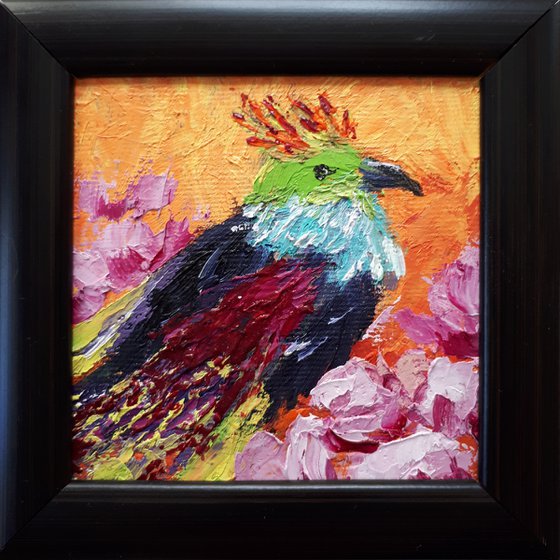 BIRD #9  / FROM MY A SERIES OF MINI WORKS BIRDS / ORIGINAL PAINTING