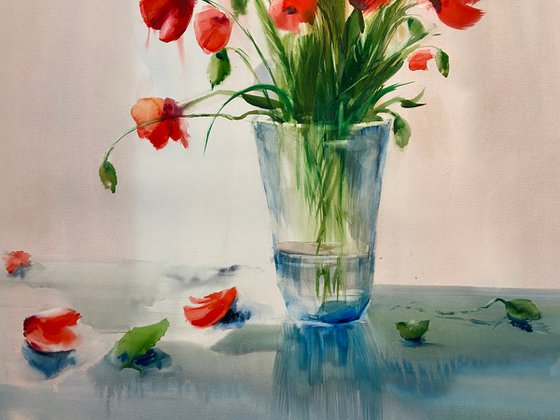 Sold Watercolor “Still life. Poppies” perfect gift