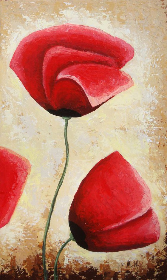 Red Poppies(40x50 20x60 30x50cm, acrylic painting, ready to hang)