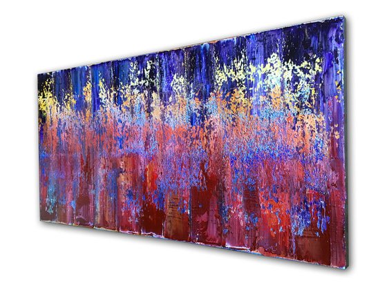 "Sound Wave" - FREE WORLDWIDE SHIPPING - Original Large PMS Oil Painting On Canvas - 48 x 24 inches