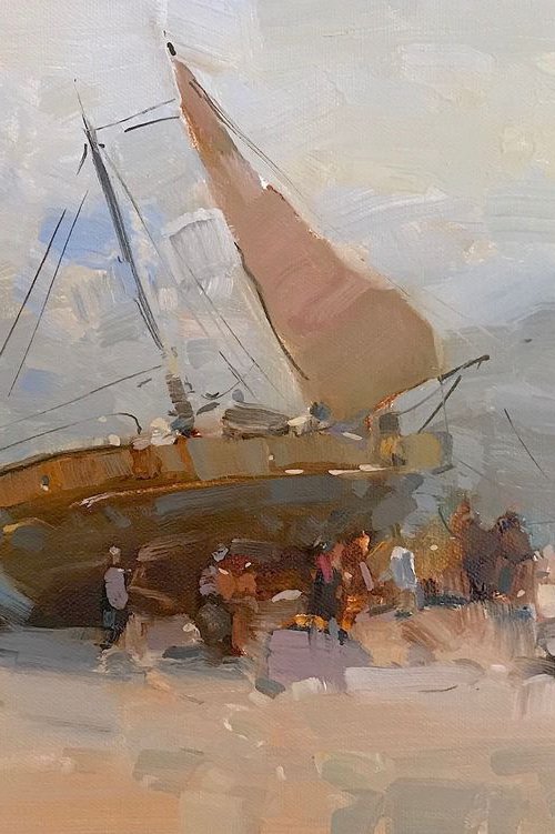 Seashore, Original oil painting, Handmade artwork, One of a kind by Vahe Yeremyan