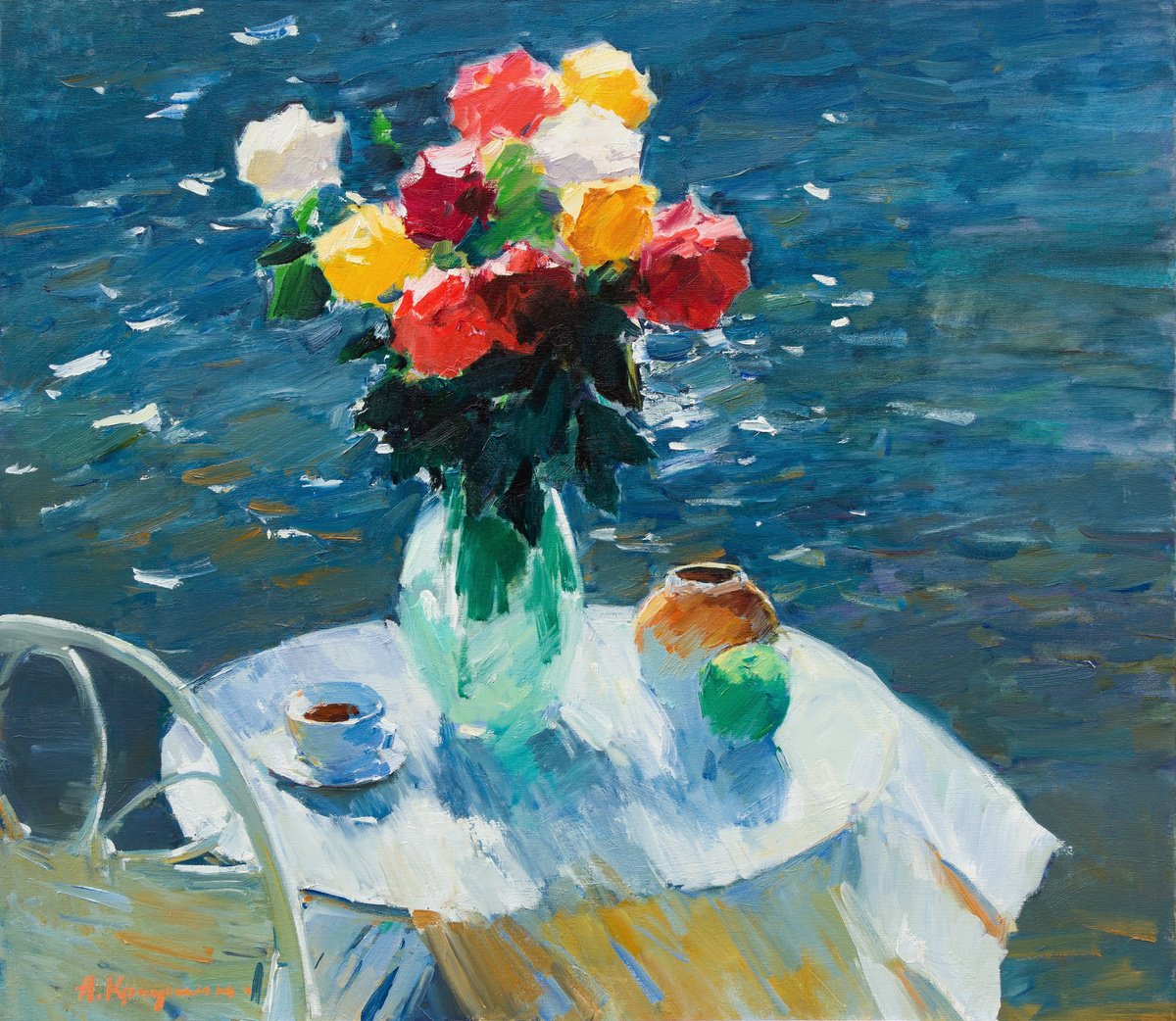 Roses By The Sea By Aleksandr Kryushyn, 31 X 28, Artwork For Sale On Artfinder