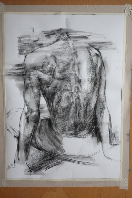 Sketch of a man from behind