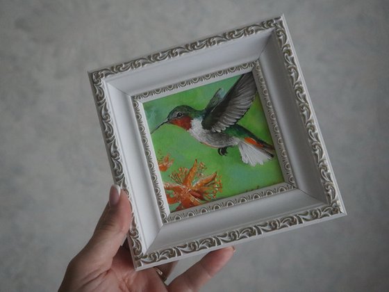 bird miniature framed art