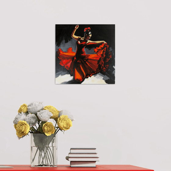 Flamenco in red motion