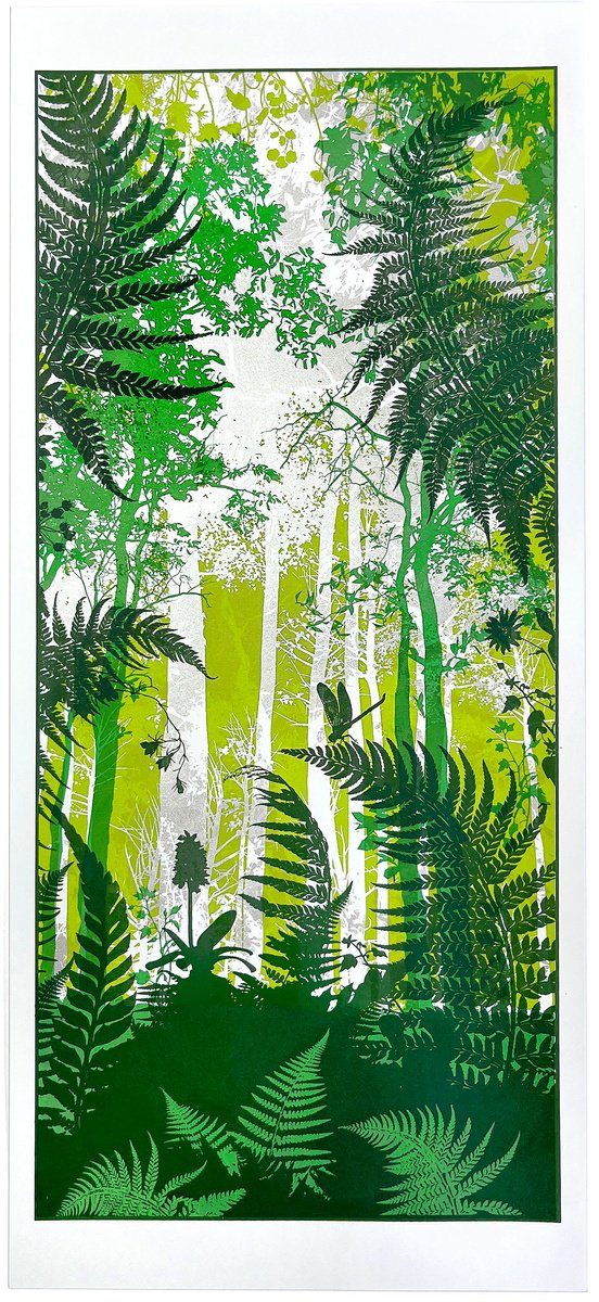 Impressionistic Botanical Screenprint By Chris Keegan, 10 X 22, Wild Orchid, Original Artwork