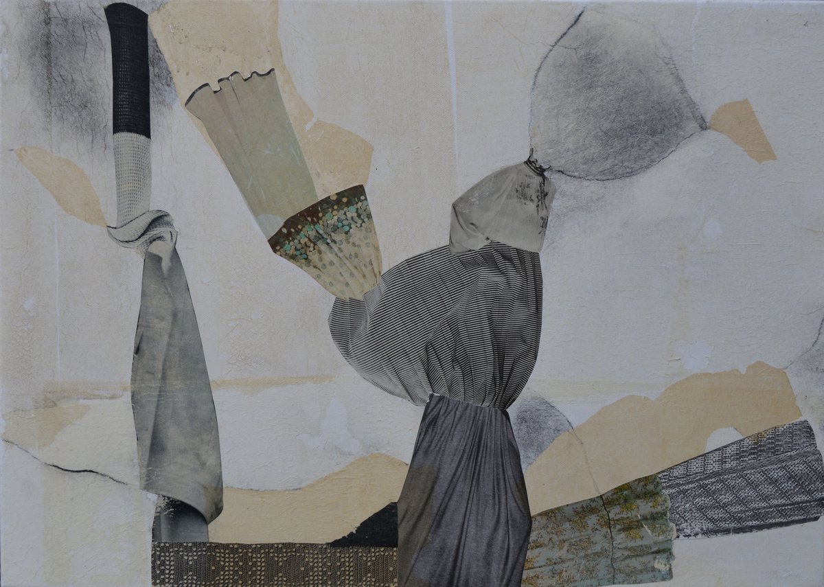 Abstract Collage By Trayana Panayotova, 28 X 20", Landscape From The Past I, Original Artwork