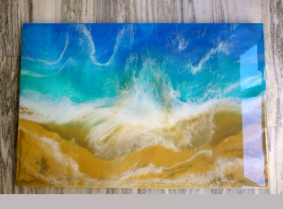 "Turquoise Sea"  Resin Large painting