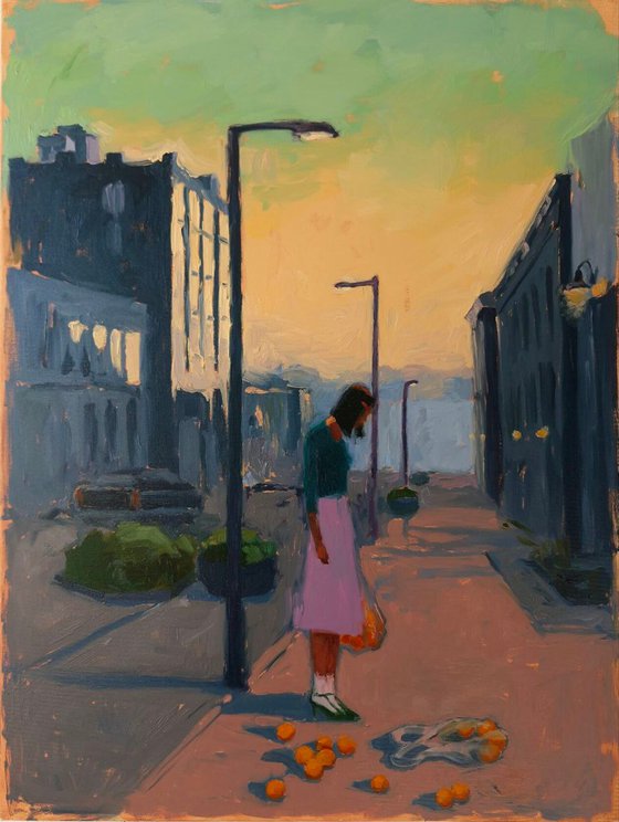 "Oranges" Girl with oranges oil art