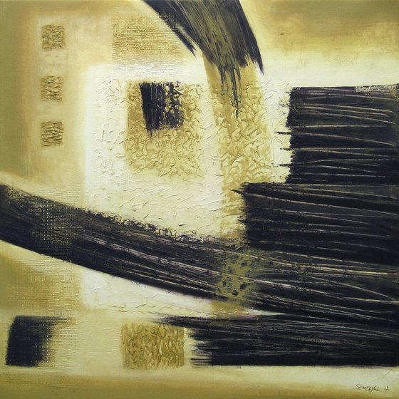 Olive-Yellow, Black Abstract 2