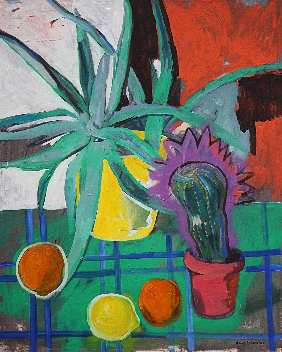 Expressive Oil Painting , Cactus By Artem Andreichuk, 31 X 39, Artwork For Sale On Artfinder