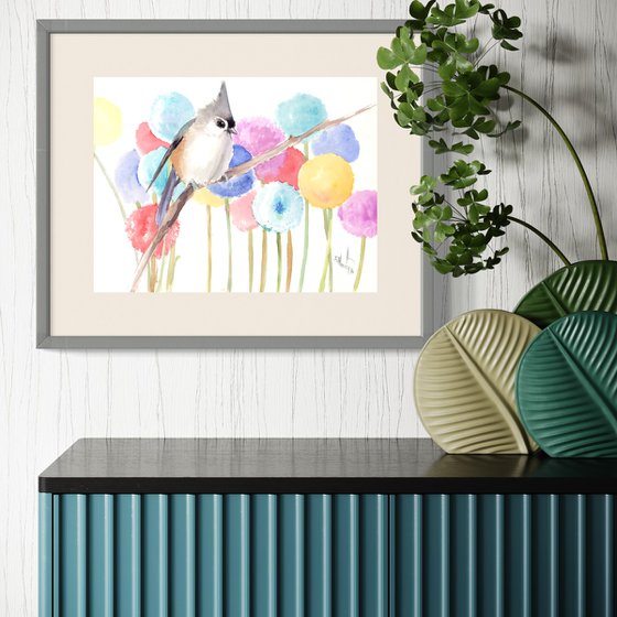 Titmouse and Flowers