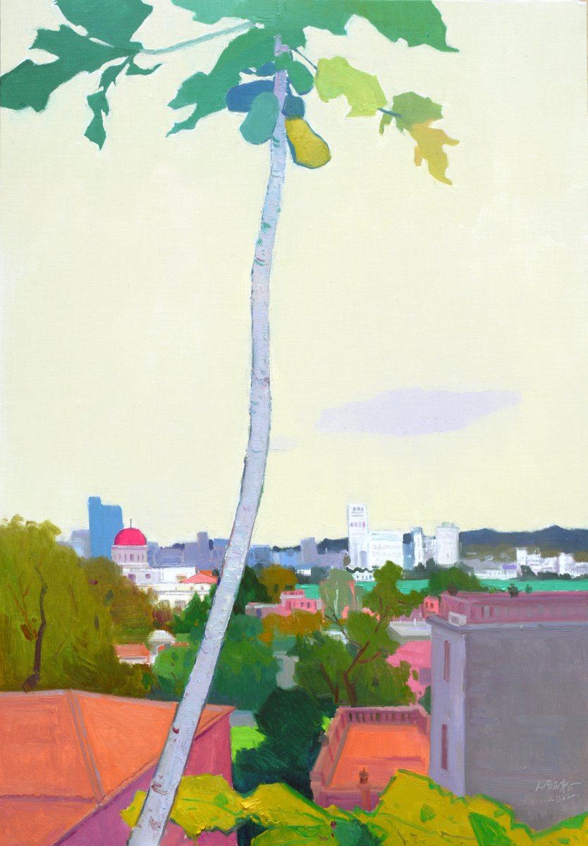 Impressionistic Landscape Oil Painting By Jianzhe Chon, 28 X 39, Landscape, Original Artwork