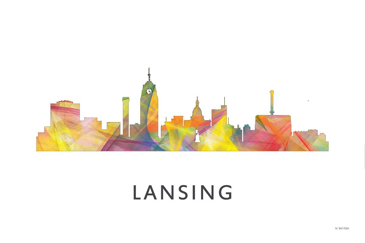 Lansing Michigan Skyline WB1 by Marlene Watson