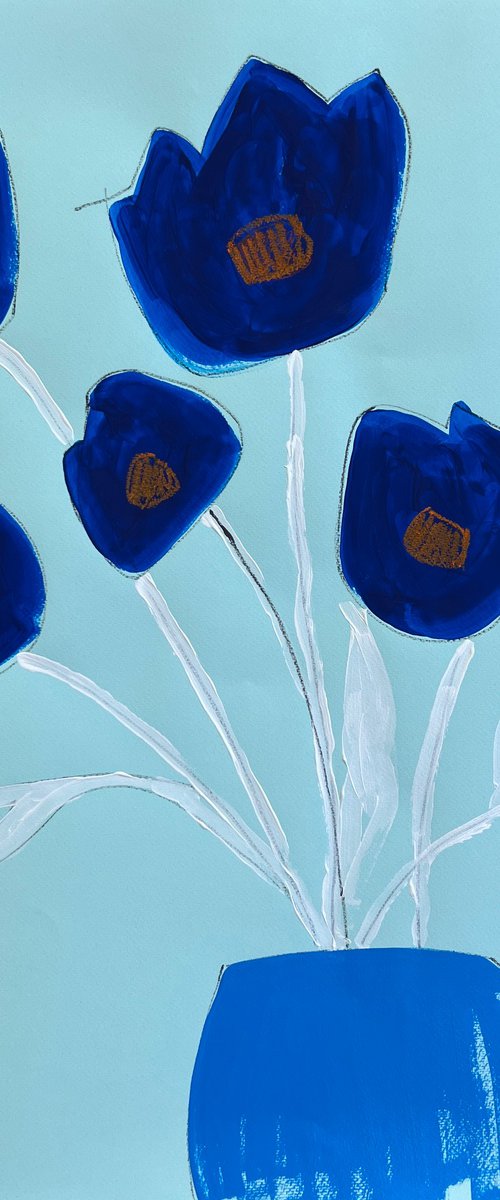 Minimalist Blue Flower art by Sasha Robinson