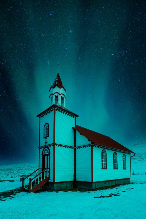 Icelandic Church Aurora by Paul Nash