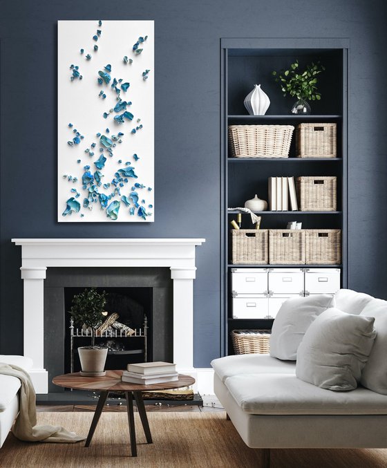 Whimsical Impermanence, blue #2 (24"x48")