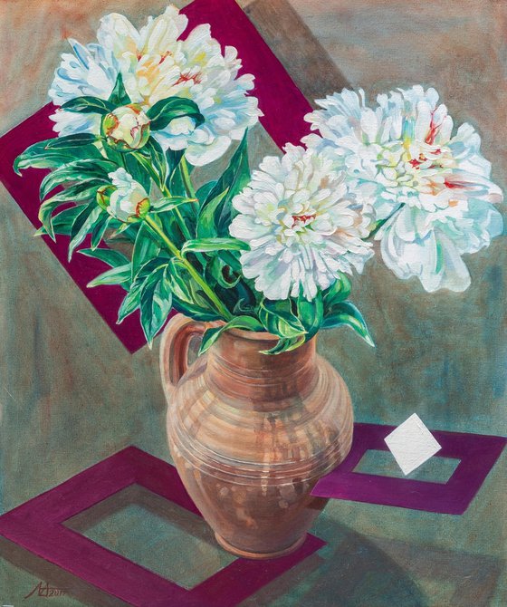 Peonies in a Pitcher