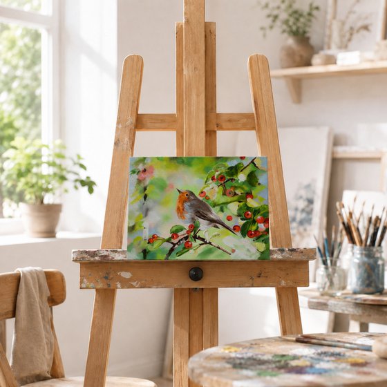Robin with Red Berries