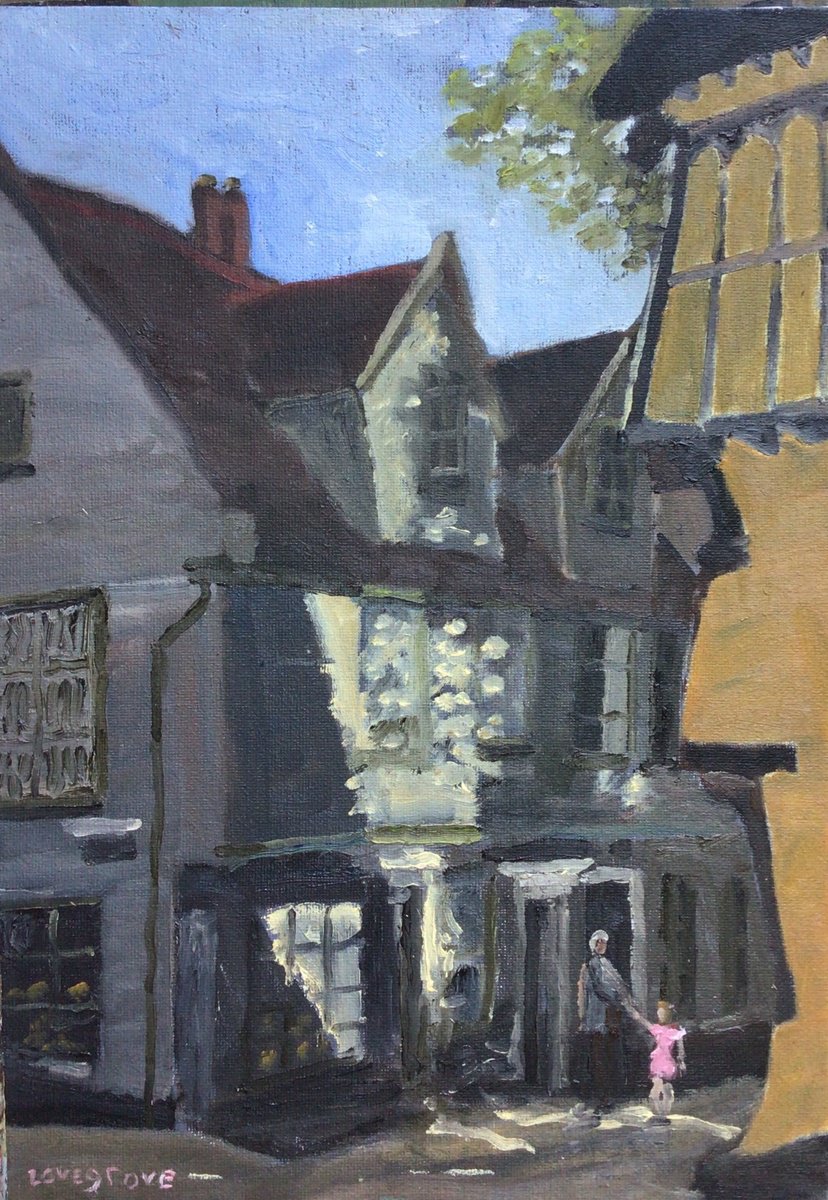 A corner of old Norwich, an original painting. by Julian Lovegrove Art