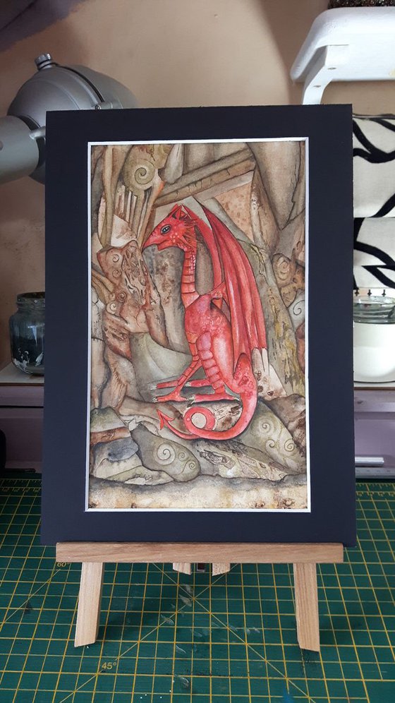 Welsh Dragon, Original Fantasy Watercolour Painting