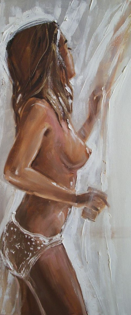 " WAITING FOR YOU ... " - original oil painting on canvas, gift by Monika Luniak