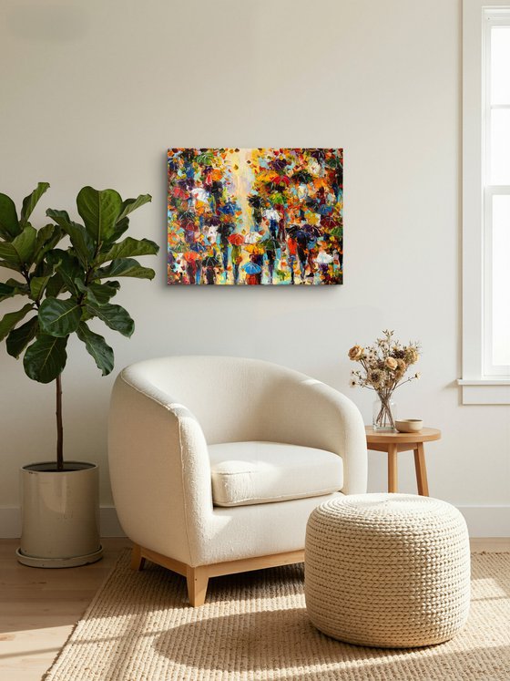 ‘Autumn . Umbrellas. Sunny day.’