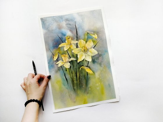 Yellow Daffodils painting