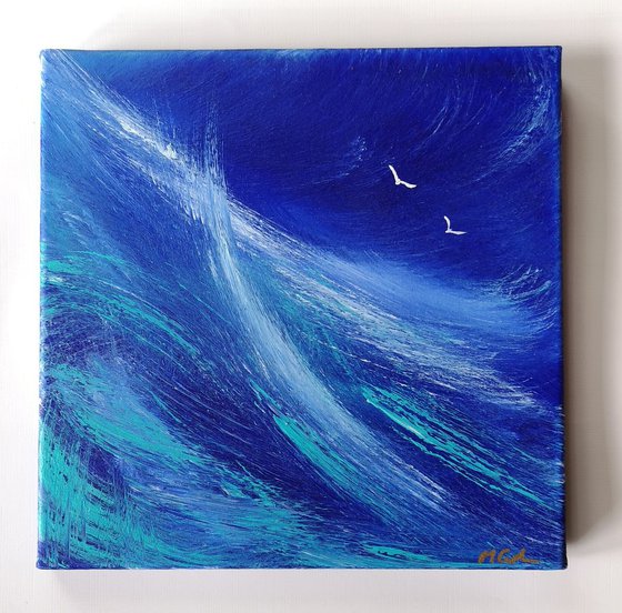 Seascape Blue 4, coast, seascape, blue, small, gorgeous