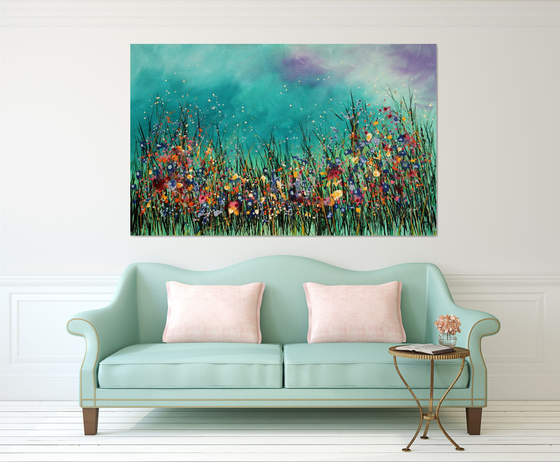 Underwater Love#2 - Super sized original abstract floral landscape