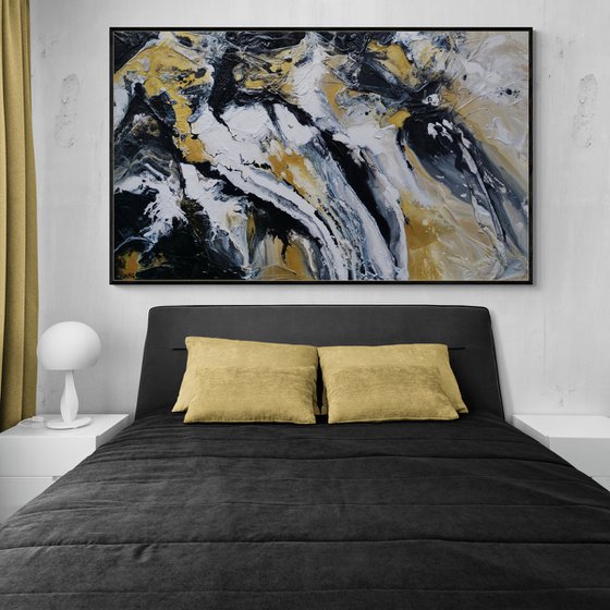 Golden Pearl 200cm x 120cm Textured Abstract Art