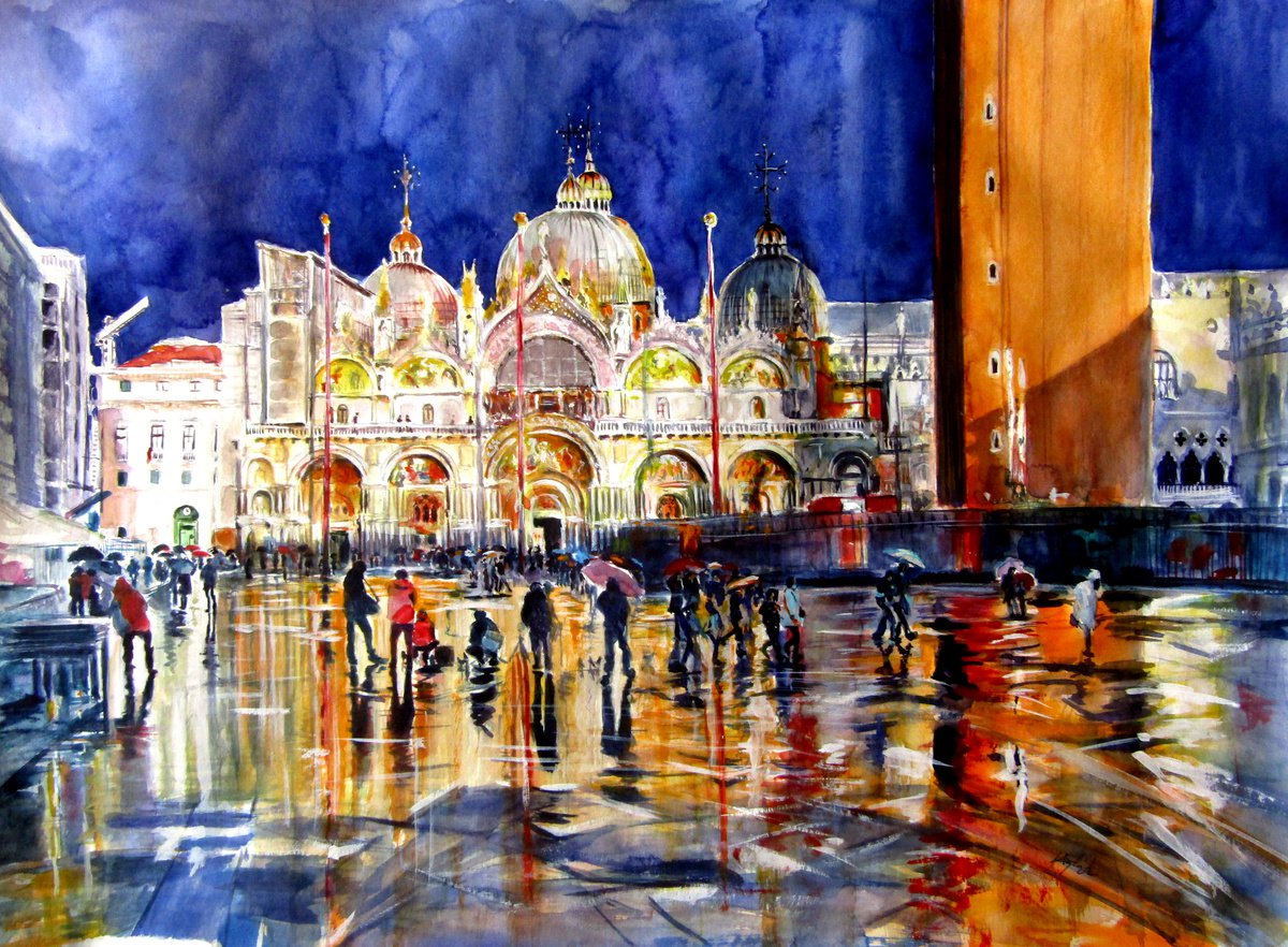 Venice at rain by Kovacs Anna Brigitta