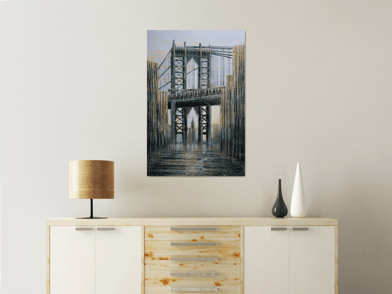 New York - Manhattan Bridge At Twilight