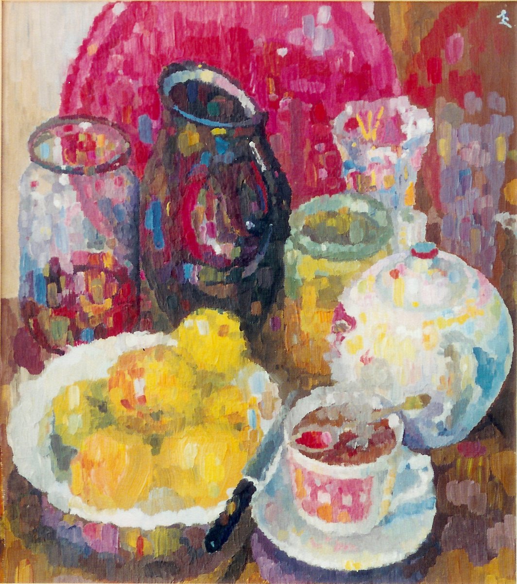 Impressionistic Still Life Oil Painting By Lia Chechelashvili, 16 X 18", Still Life, Original Artwork