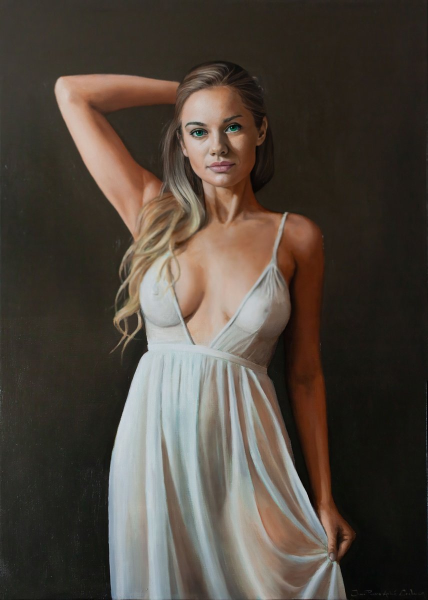 Photorealistic Oil Painting , Nashira (Natalia 11) By Jean-Pierre Andre Leclercq, 20 X 28, Artwork For Sale On Artfinder