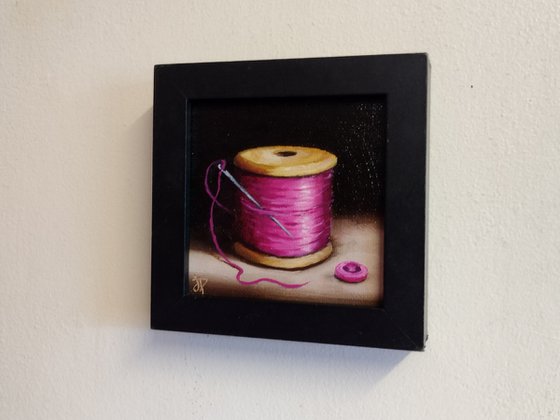 Little Pink cotton reel  still life