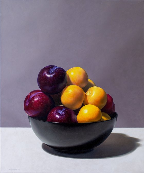 Plums In Black Porcelain