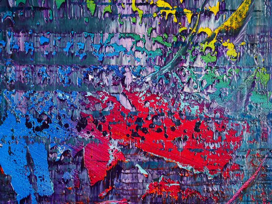 50x40 cm Blue Red Abstract Painting Oil Painting Canvas Art