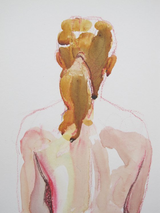 seated female nude back study