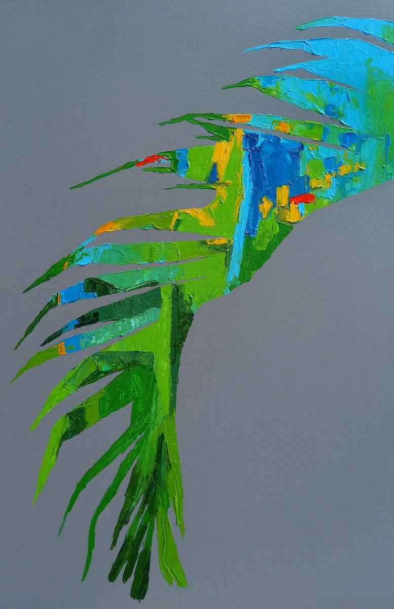 Impressionistic Botanical Acrylic Painting By Abhishek Kumar, 36 X 54, The Frond, Original Artwork