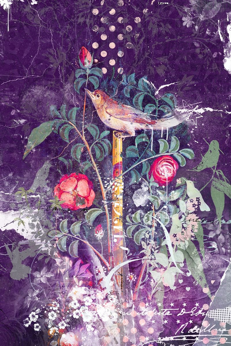 Animal Painting By Teis Albers, 31 X 47", Pompeii Bird, Original Artwork