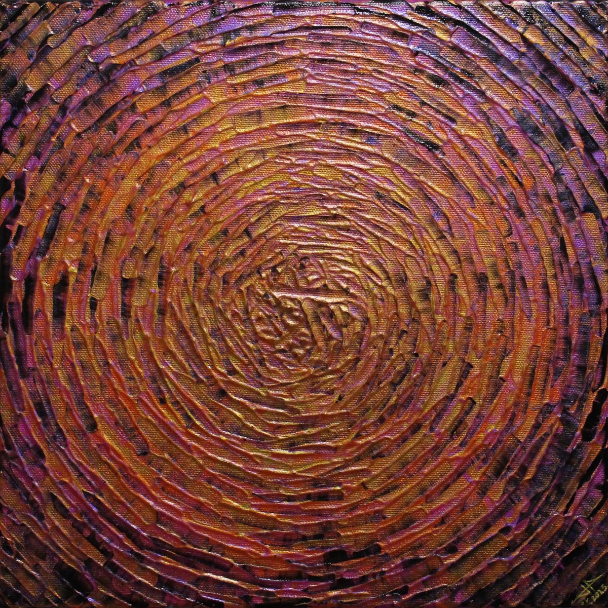 Abstract Acrylic Painting By Jonathan Pradillon, 12 X 12, Iridescent Concentric Shine, Original Artwork