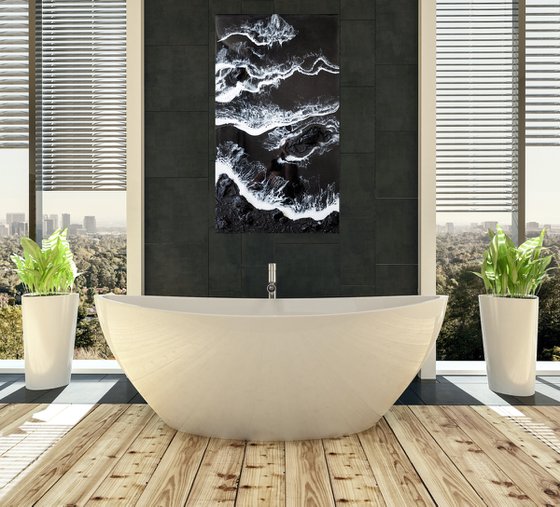 Dreams of Iceland - black and white original seascape 3d artwork