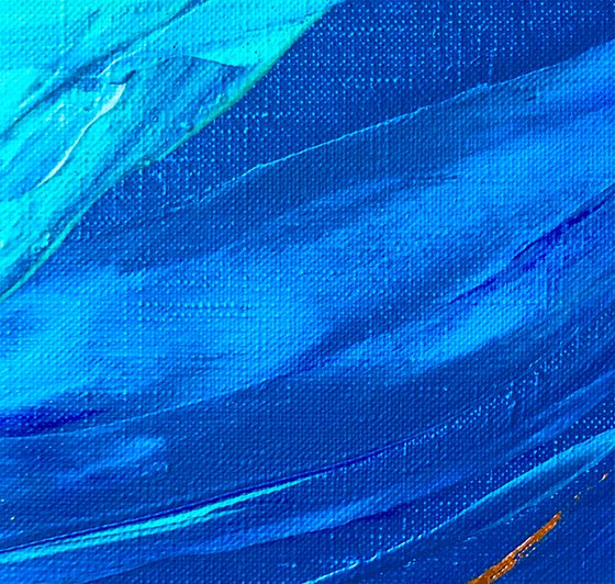 DEPTHS OF SEA FOG - Marine abstraction. Ocean. Waves. Enlightenment. Smooth transition. Royal blue. Curves. Fine work.