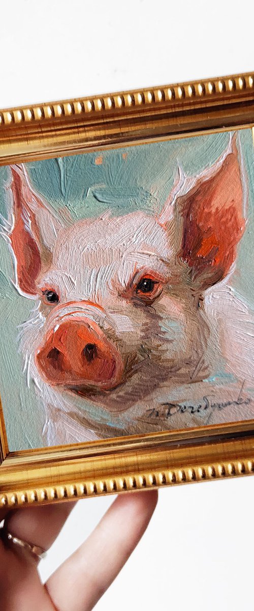 Pig painting by Nataly Derevyanko