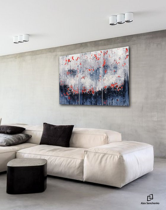 150x100cm. / Abstract triptych / Abstract 2129